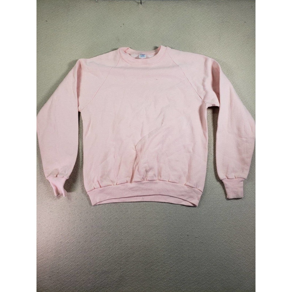 VTG Russell Sweatshirt Mens Large Pink Long‎ Sleeve Pullover Plain Jumper Casual